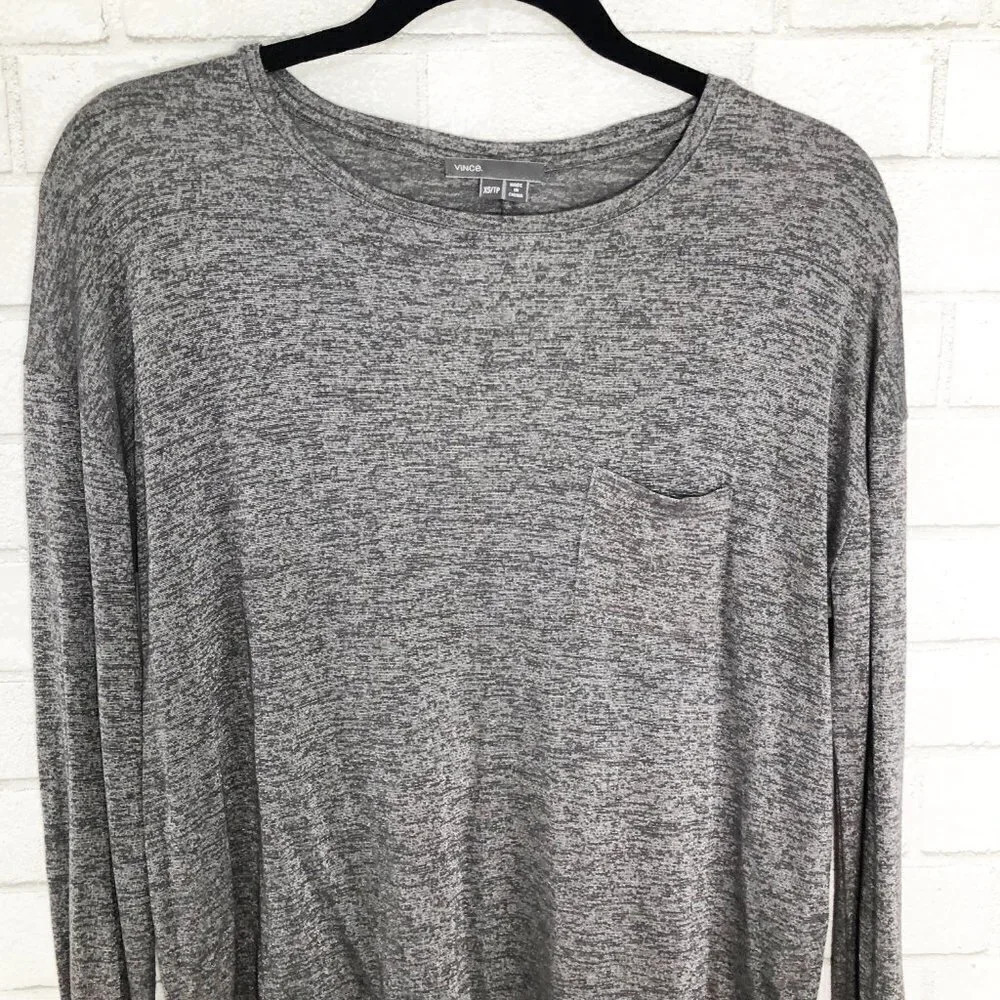 Vince Heathered Gray Long Sleeve Tee Shirt Women's Size Xs View 3